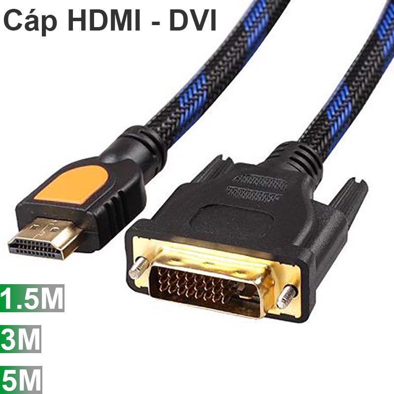 [Mã ELHACE giảm 4% đơn 300K] Cáp DVI 24 +1 to HDMI (Loại tốt)/ Cáp HDMI to DVI 24+1