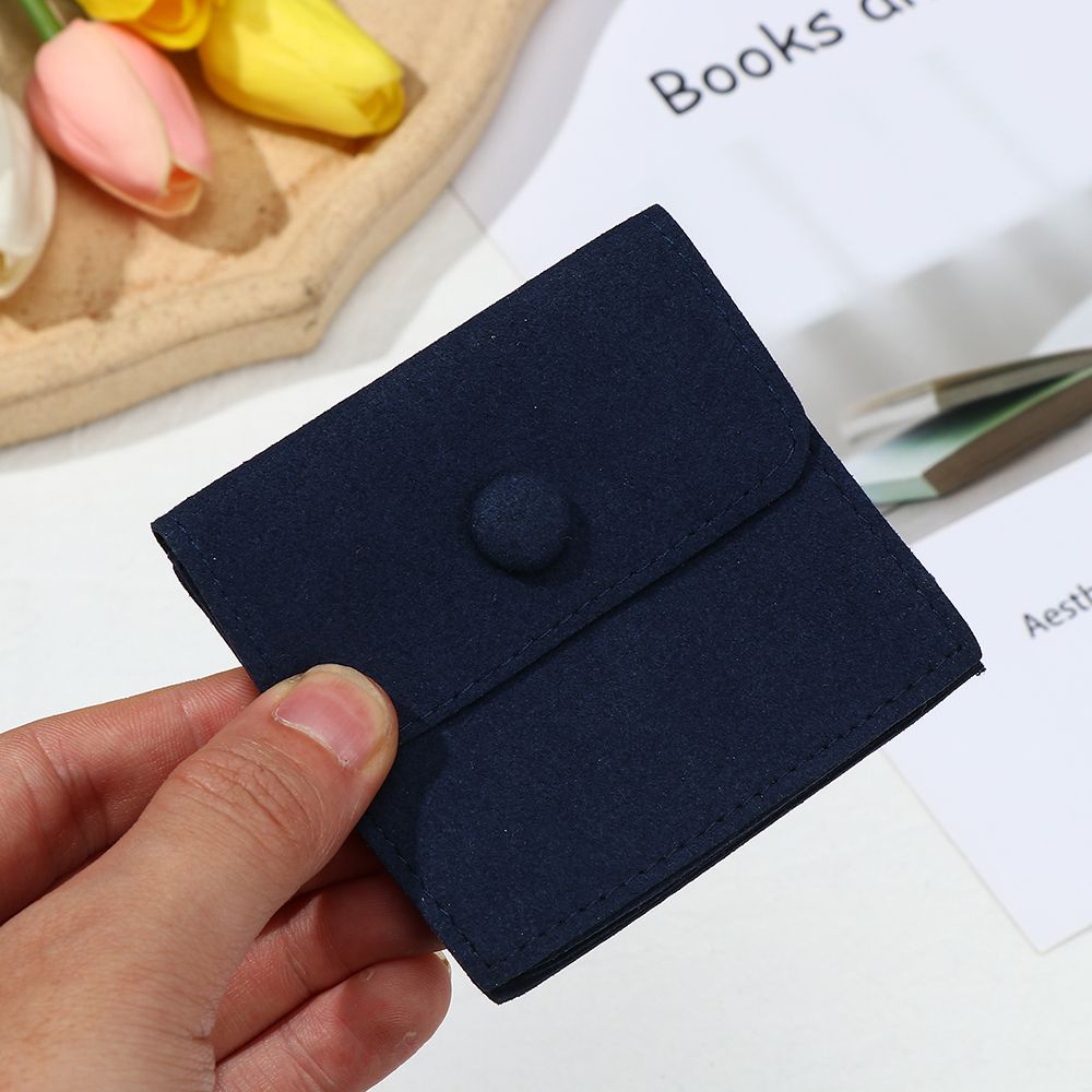 Túi nhung hai ngăn dày với nút chụp đựng vòng cổ trang sức chống bụi nhỏ gọn phù hợp làm quà tặng nhiều màu tùy chọn