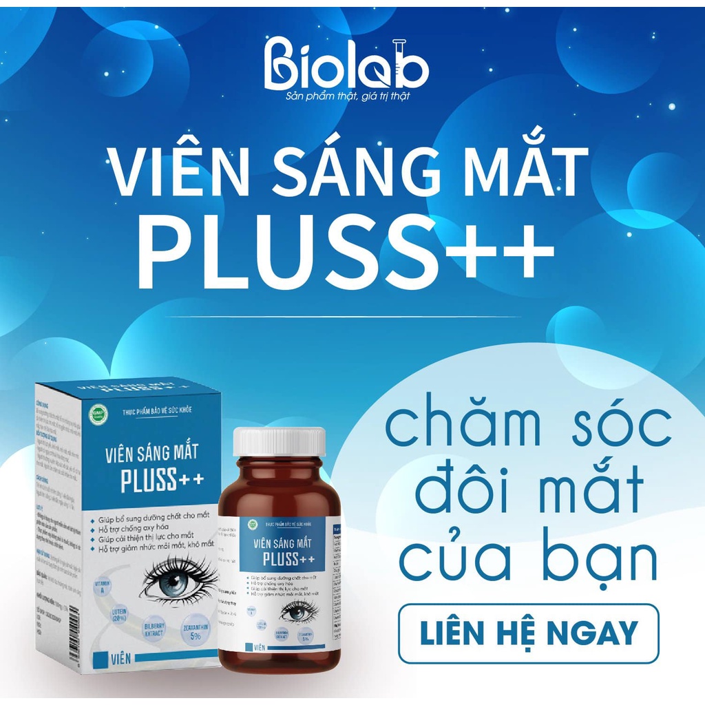 VIÊN SÁNG MẮT PLUSS ++ HỖ TRỢ CẢI THIỆN THỊ LỰC, GIẢM MỎI MẮT, KHÔ MẮT, NGĂN NGỪA LÃO HÓA MẮT