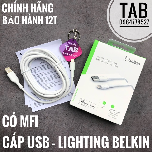 Cáp Usb A To Lighting Belkin Có MFI - Chính Hãng (Bảo Hành 12T)