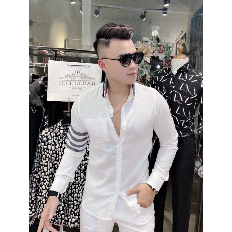 Áo sơ mi kẻ sọc nam nữ hoạ tiết 3 lần kẻ chất liệu cao cấp