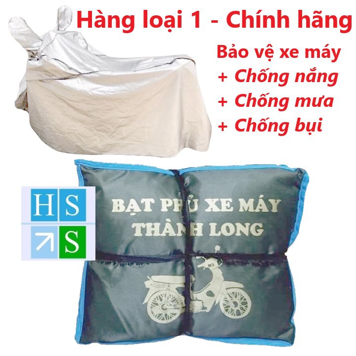 Bạt phủ xe máy Thành Long (Chính hãng - Hàng loại 1 - Loại có tai) Bạt chùm cao cấp giúp bảo vệ xe máy khỏi mưa, nắng