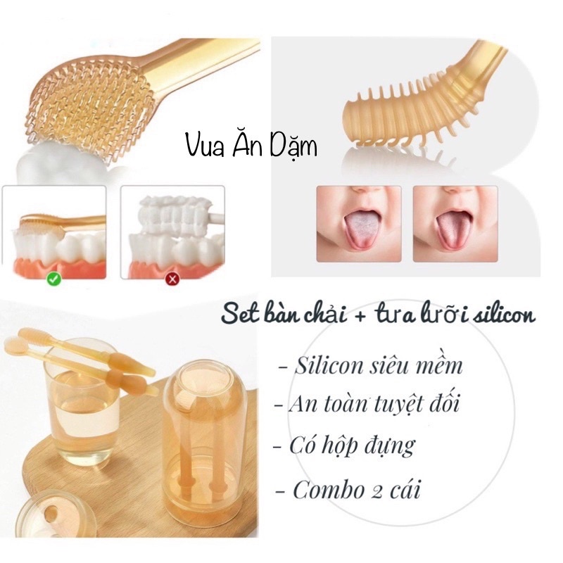 [HCM]Set rơ lưỡi và bàn chải đánh răng Silicon cho bé từ,nướu lưỡi cho bé 0 - 18 tháng-[MY-GJSTS]