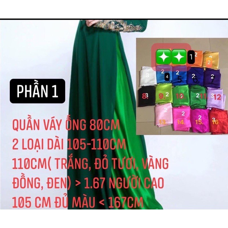 Quần ống xéo 80cm, quần váy dài mặc áo dài truyền thống105-110-115-120cm