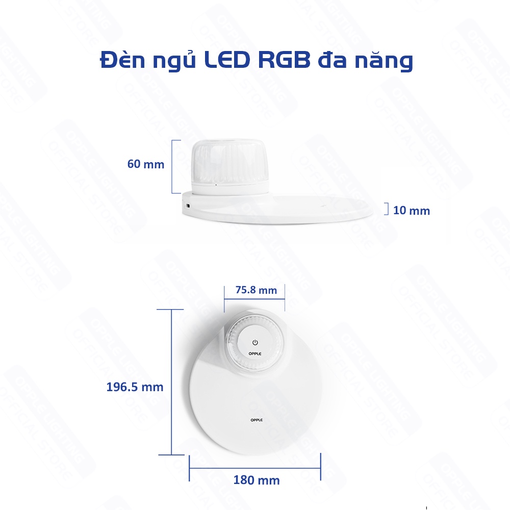 Bộ Đèn Ngủ LED RGB Đa Năng OPPLE NL648  - Ánh Sáng 16 Triệu Màu, Sạc Điện Thoại Không Dây, Đế Nam Châm