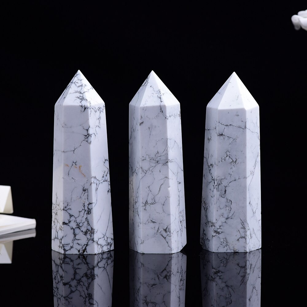 Trụ đá thanh tẩy white turquoise howlite