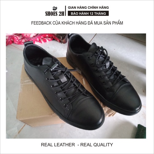 Giày Da bò nguyên miếng Sneaker SHOES 2H – D69 trẻ trung và mạnh mẽ màu đen