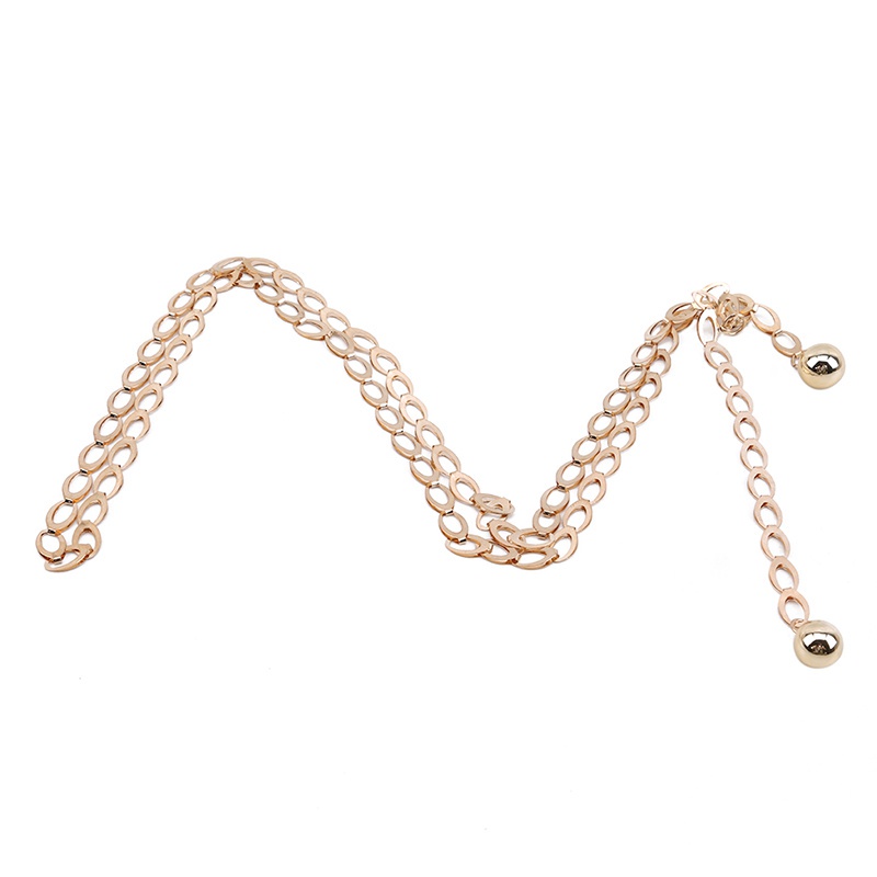 Thắt lưng dây xích bằng kim loại màu vàng/ bạc lưng cao thời trang cho nữ