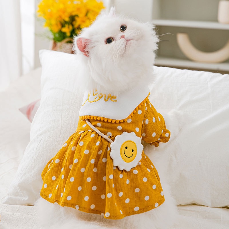 váy đầm tiểu thư chấm bi cho chó mèo