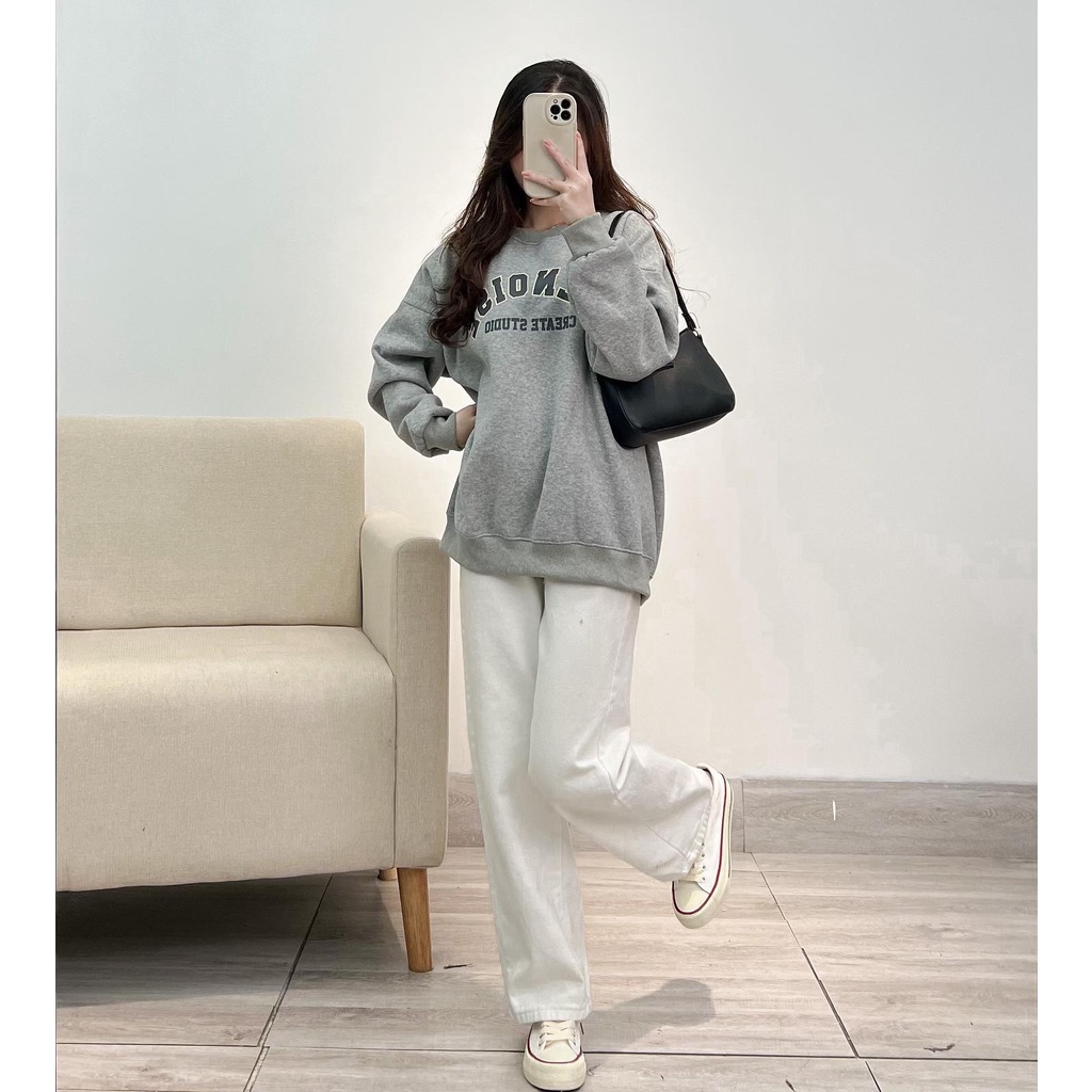 Áo sweater nỉ bông dày dặn dặn ILLNOISE thời trang nữ Miho house