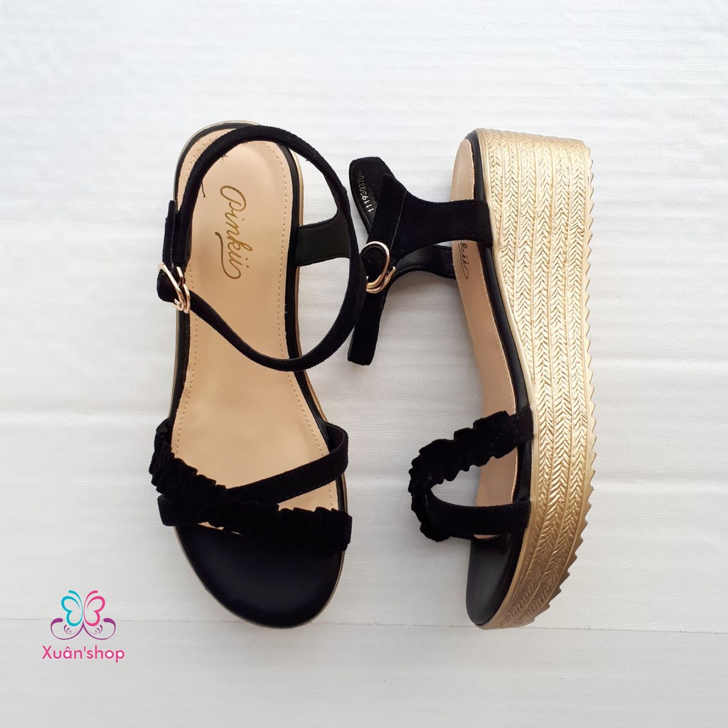 Sandal quai chéo Daphne, đế xuồng cao 5.5cm, quai viền bèo xinh xắn (có sẵn)