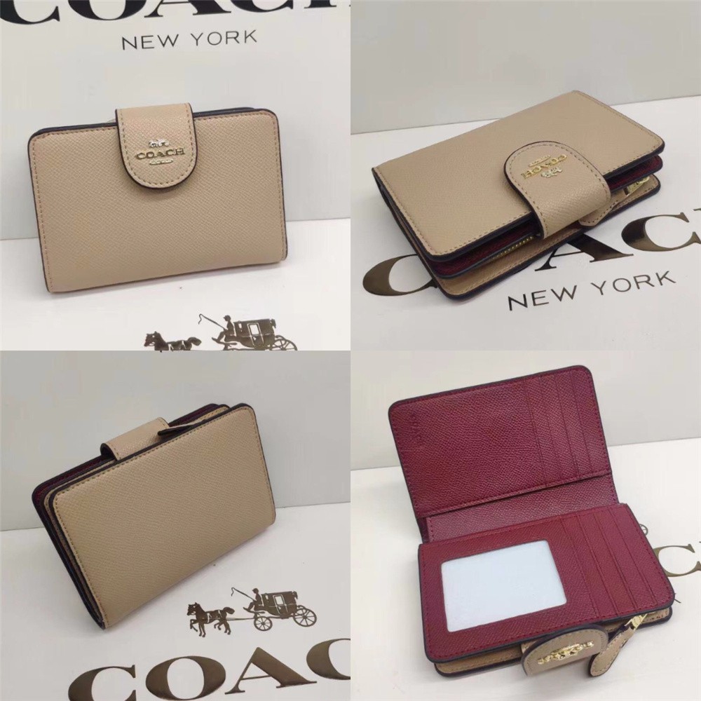 Ví Da Gập Dáng Ngắn Có Khóa Kéo Chất Lượng Cao Thời Trang Cho Nữ H 6390