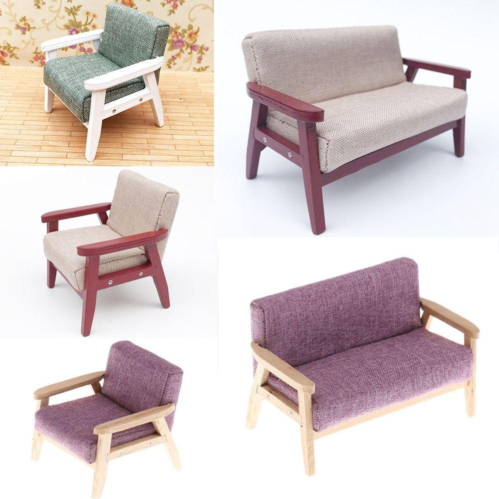 Mô Hình Ghế Sofa Bằng Gỗ Mềm Mại Tỉ Lệ 1: 12 Trang Trí Cho Bé Gái