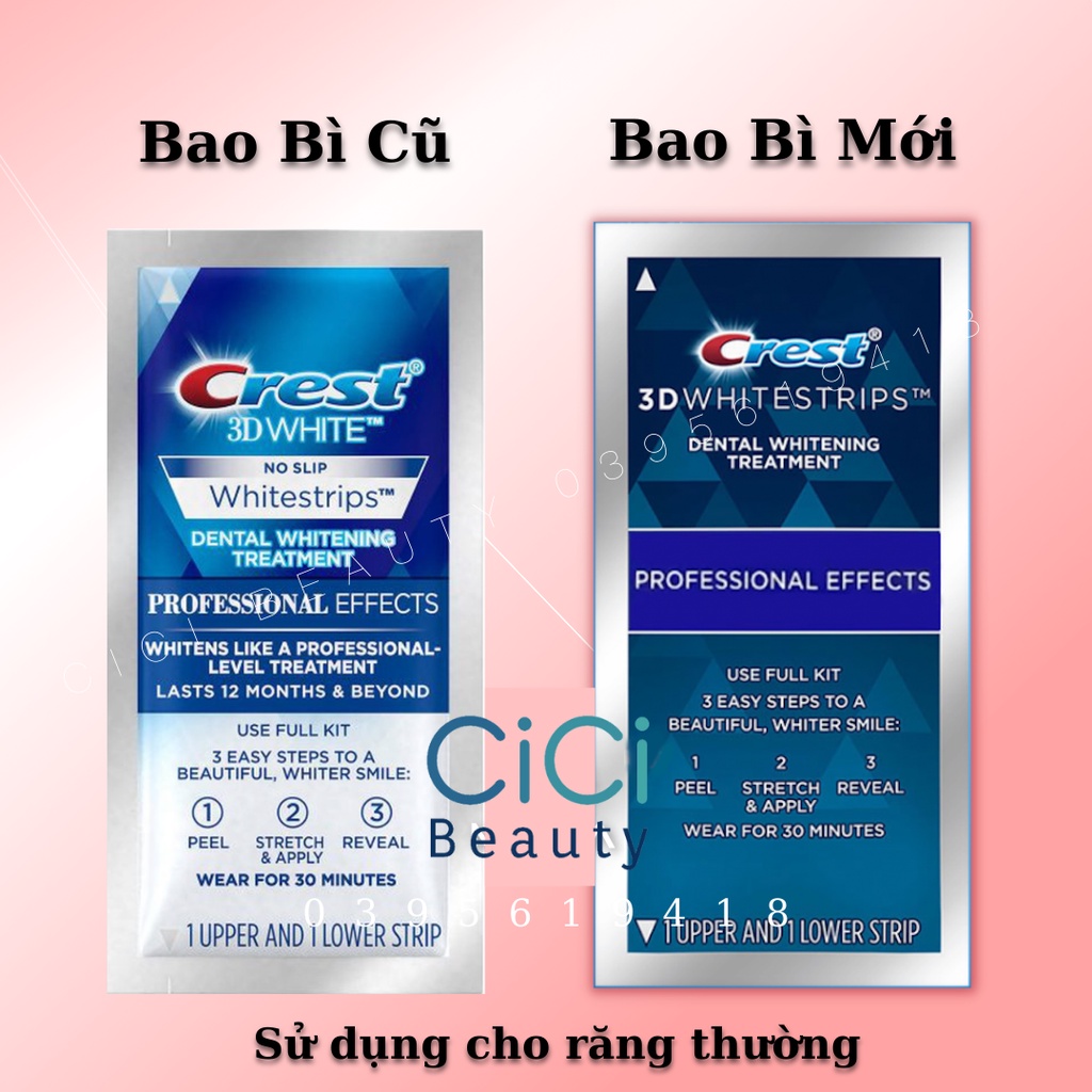 Miếng dán trắng răng Crest 3D Professional, Glamorous, Supreme, 1 Hour - Giúp trắng răng vượt trội
