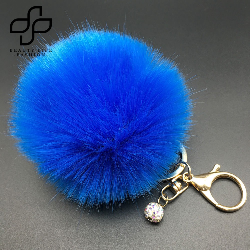 Móc chìa khóa hình cục bông pompom xinh xắn