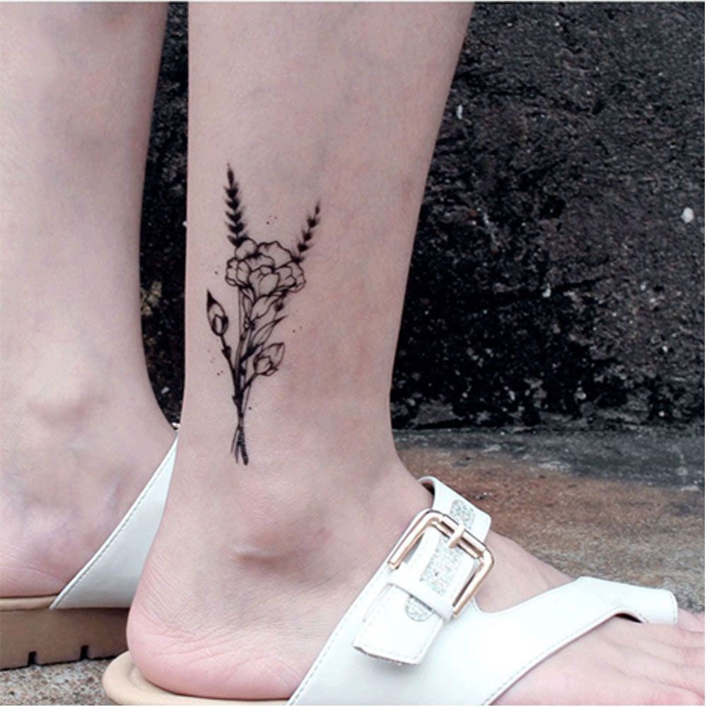 Hình xăm dán tạm thời họa tiết hình học màu trắng đen chống thấm nước dễ sử dụng