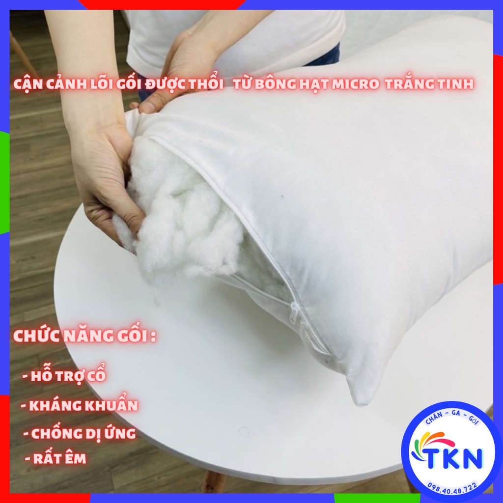Ruột gối đầu bông gòn , Ruột gối nằm bông trắng kích thước 45x65cm