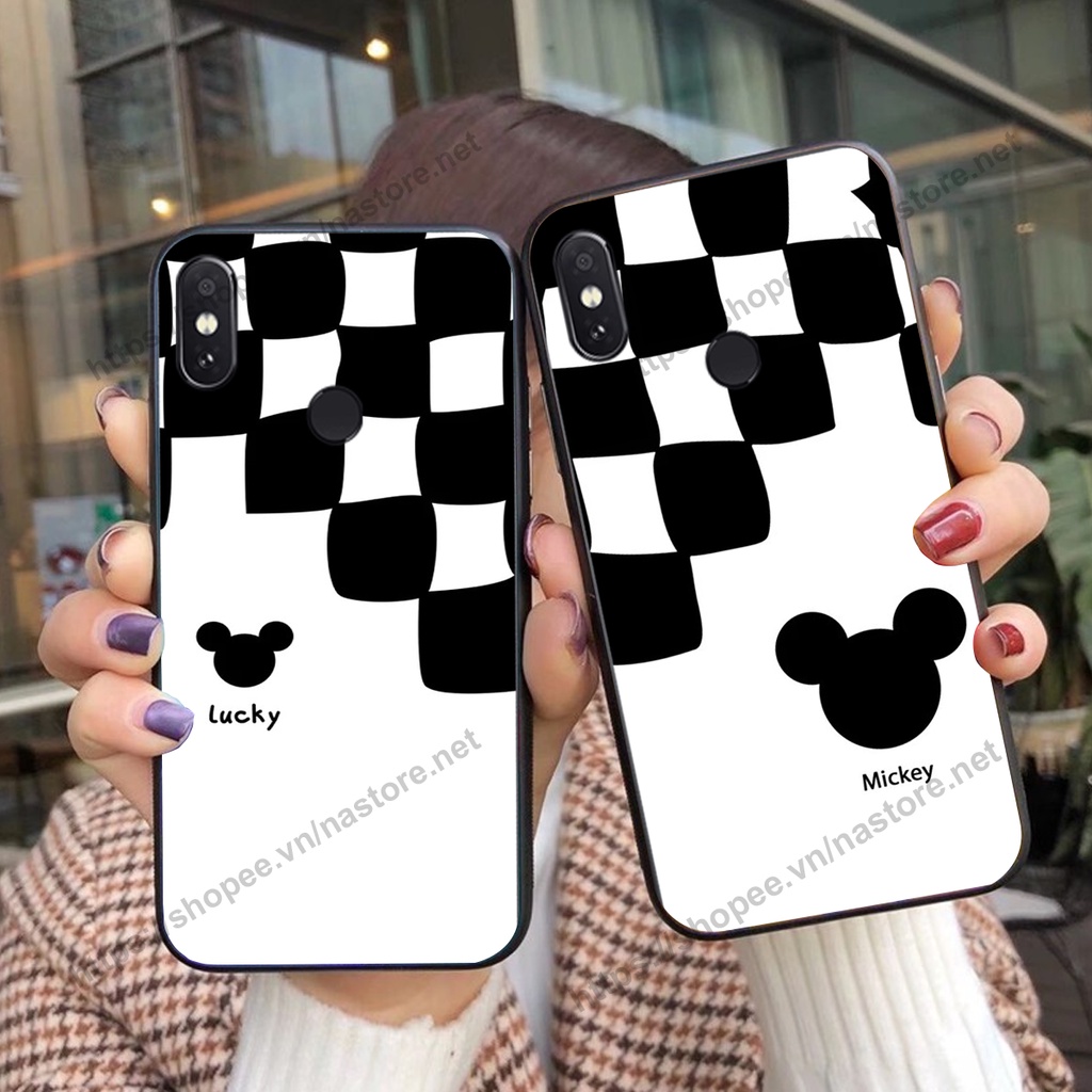 Ốp lưng Xiaomi Mi A2 trái tim họa tiết caro, mikey họa tiết beabrick kaws cute