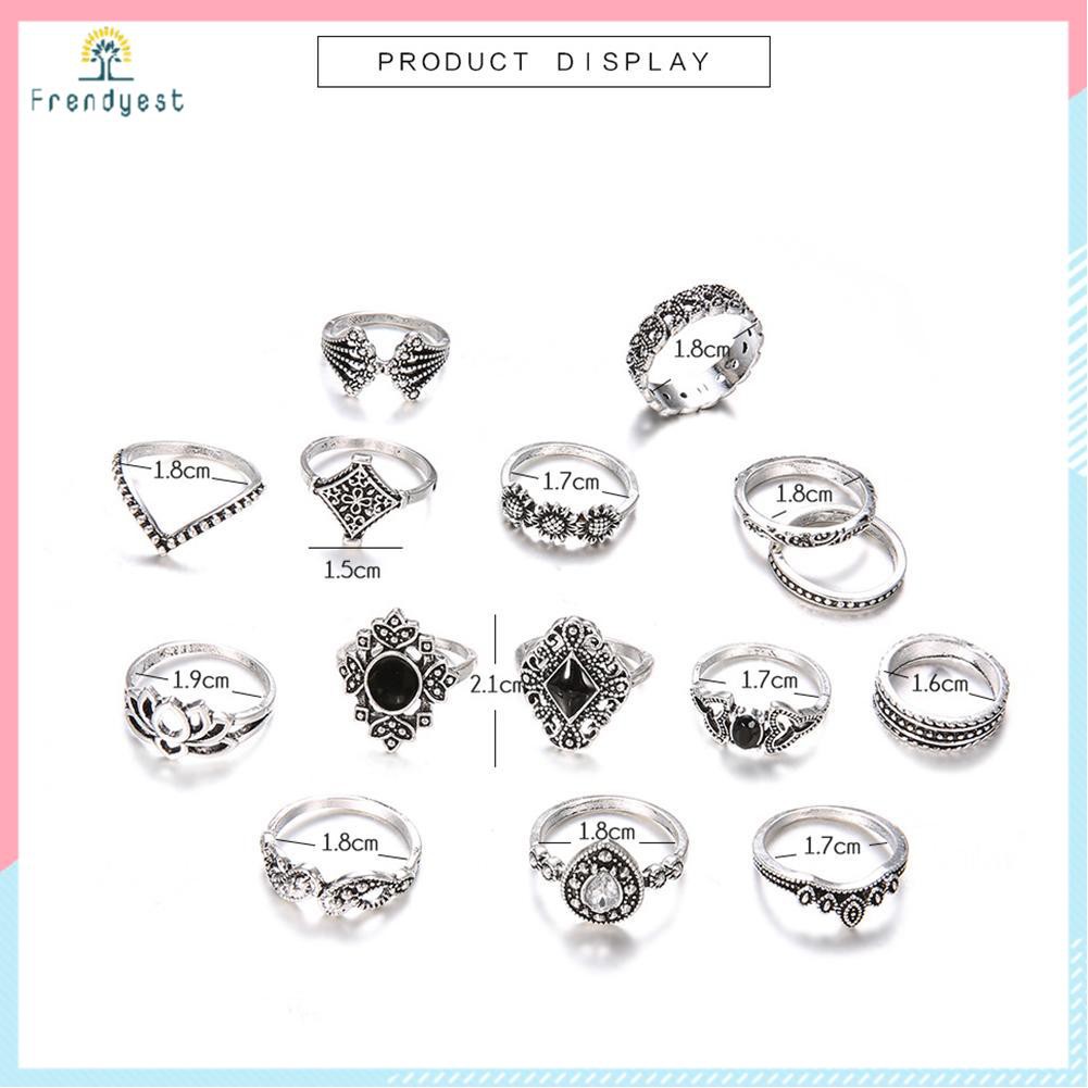Set 15 Nhẫn Đeo Khớp Ngón Tay Phong Cách Bô-Hem Dành Cho Nữ