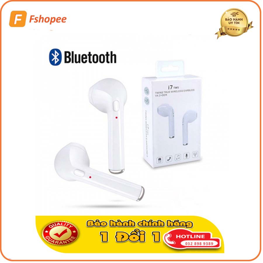 Tai Nghe Bluetooth I7S Nghe 2 Tai : Không Dây - Nhỏ Gọn Kèm Đốc Sạc 3 In 1