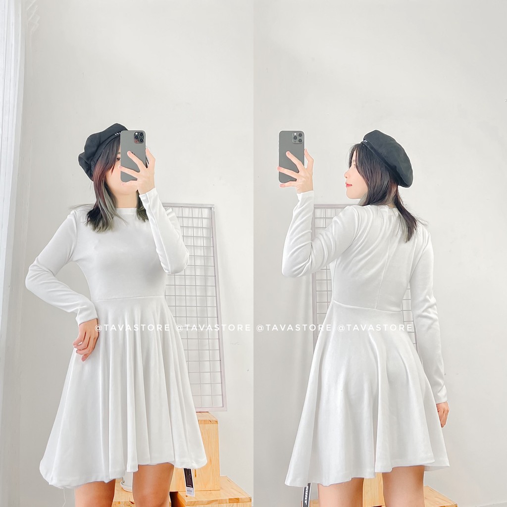 Đầm thun xoè tay dài