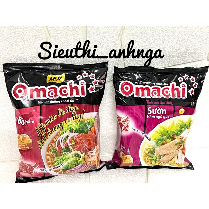 Mì Tôm Omachi Nước Cốt Sườn Hầm-Bò Hầm Gói 80g