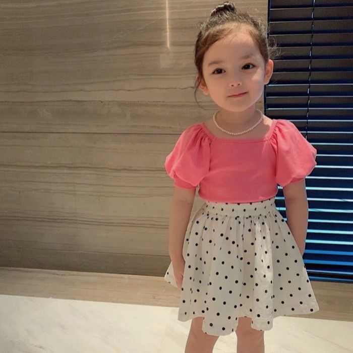 Áo Thun Cổ Vuông Tay Phồng Dáng Rộng Phong Cách Nhật Hàn Thời Trang Mùa Hè Dành Cho Bé Gái
