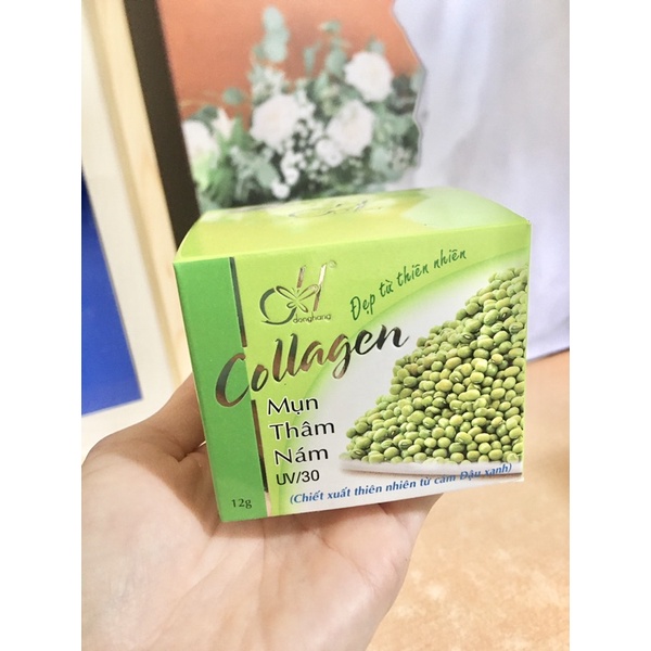 KEM COLLAGEN ĐÔNG HẰNG MẪU CŨ GIẢM MỤN THÂM NÁM UV30 TỪ ĐẬU XANH TRẮNG HỒNG SAU 7 NGÀY 12GR