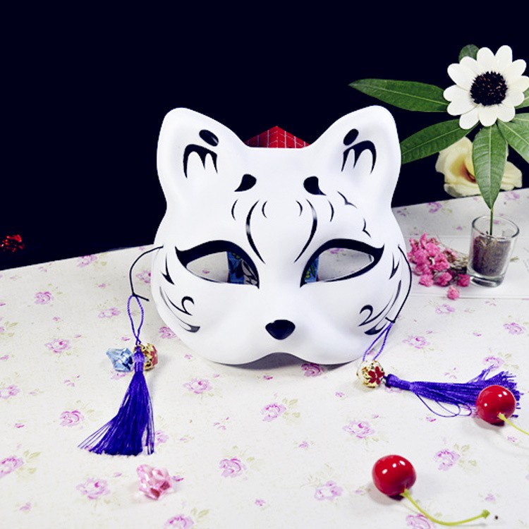 Mask fox_cosplay) Mặt nạ mèo/Mặt nạ cáo/Vẽ sẵn Mặt Nạ Mèo Thần Tài Mặt Nạ Hồ ly, mặt nạ mèo thủ công