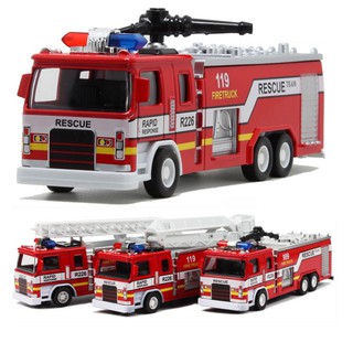 Mô hình xe cứu hỏa bằng sắt có âm thanh và đèn nháy xe đồ chơi trẻ em