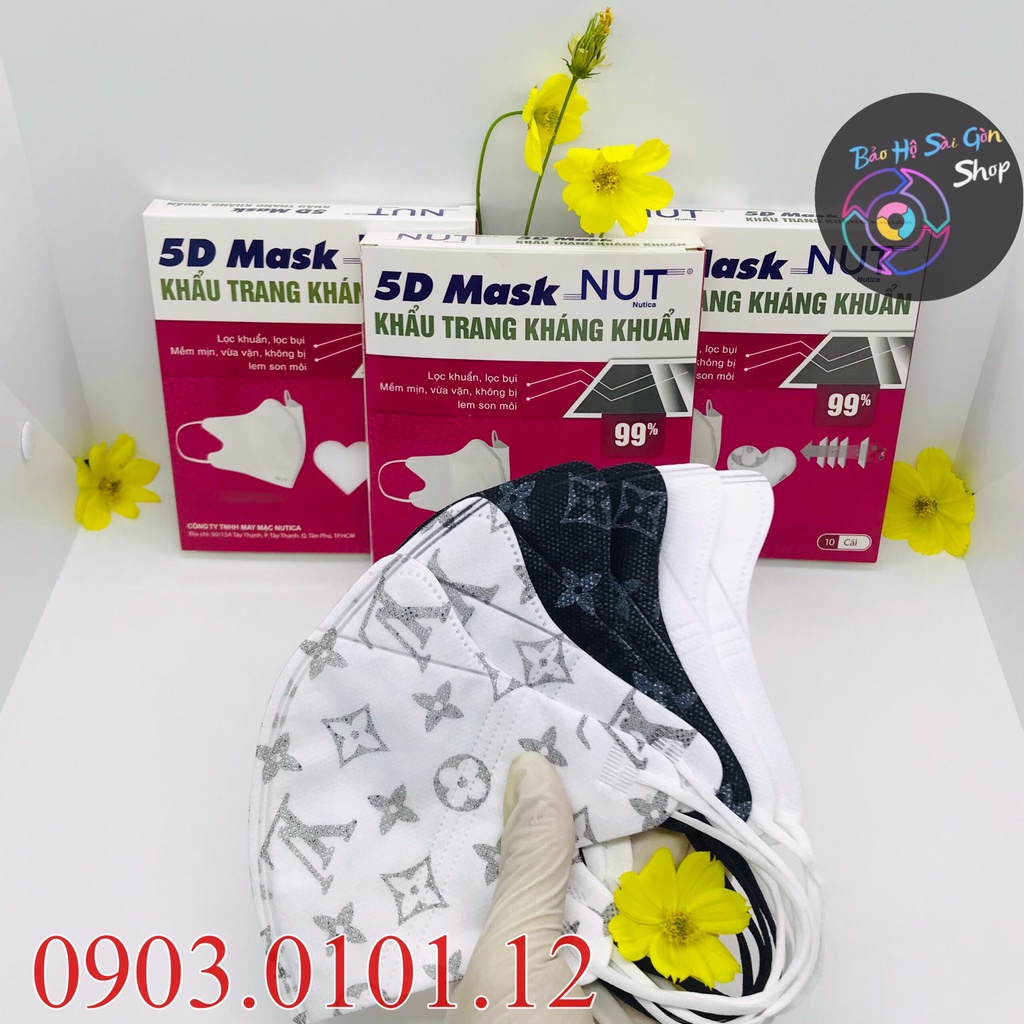 Khẩu trang 5d người lớn NUT chính hãng, 5d mask Hàn Quốc hàng có sẵn nhiều họa tiết mới hộp 10 cái