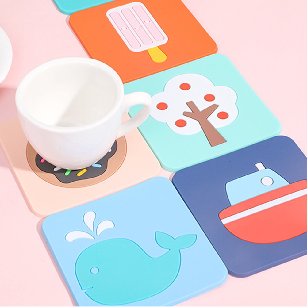 Tấm Lót Ly Thủy Tinh Để Bàn Họa Tiết Hoạt Hình Dễ Thương Cách Nhiệt Trang Trí Nhà Cửa/Văn Phòng/Quán Bar