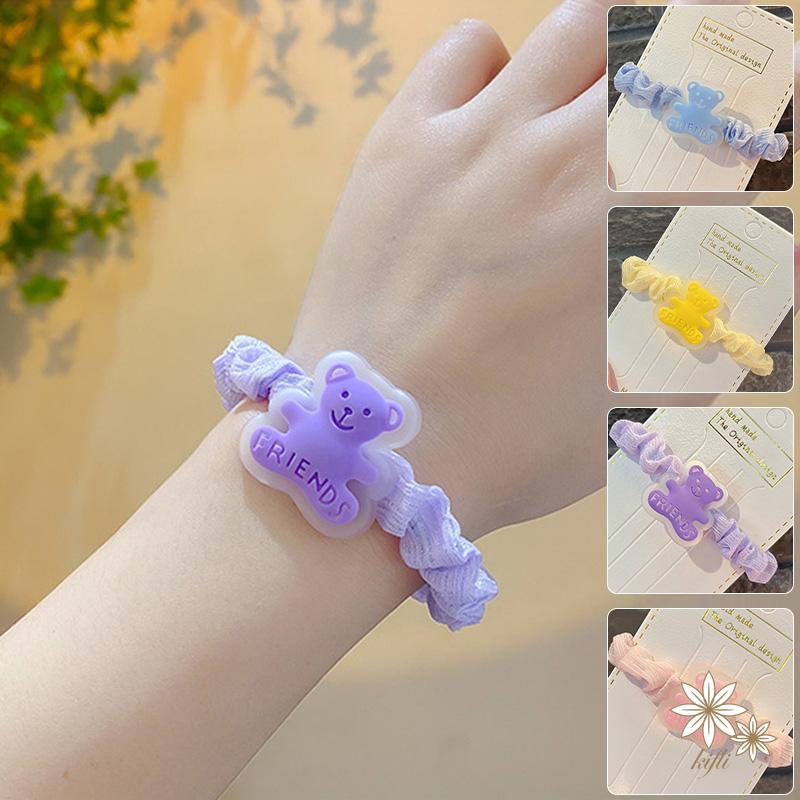 Dây Cột Tóc/Vòng Tay Hai Mặt Hình Gấu Hoạt Hình Dễ Thương Đa Năng Cho Cặp Đôi