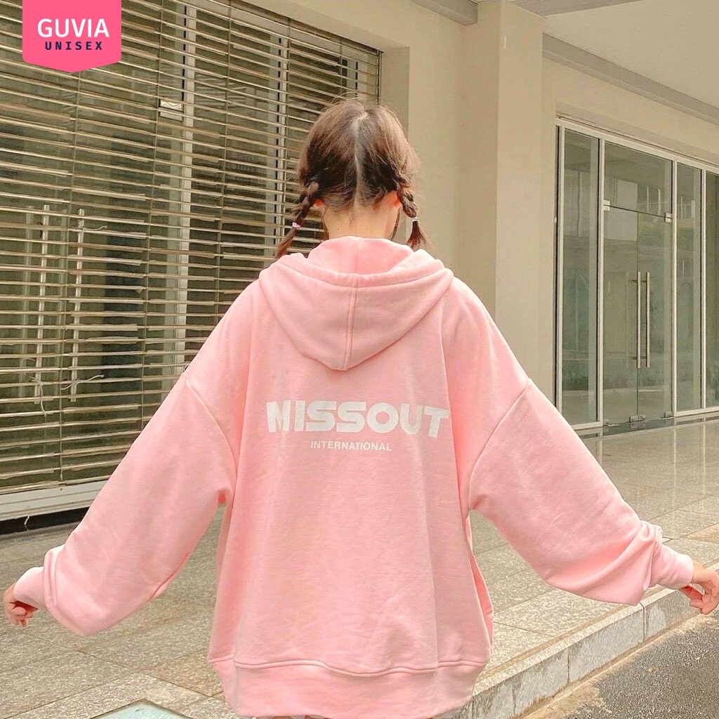 Áo khoác nỉ Hoodie Dây Kéo MISSOUT Ulzzang form rộng nam nữ áo nỉ bông Unisex AKN8 Guvia