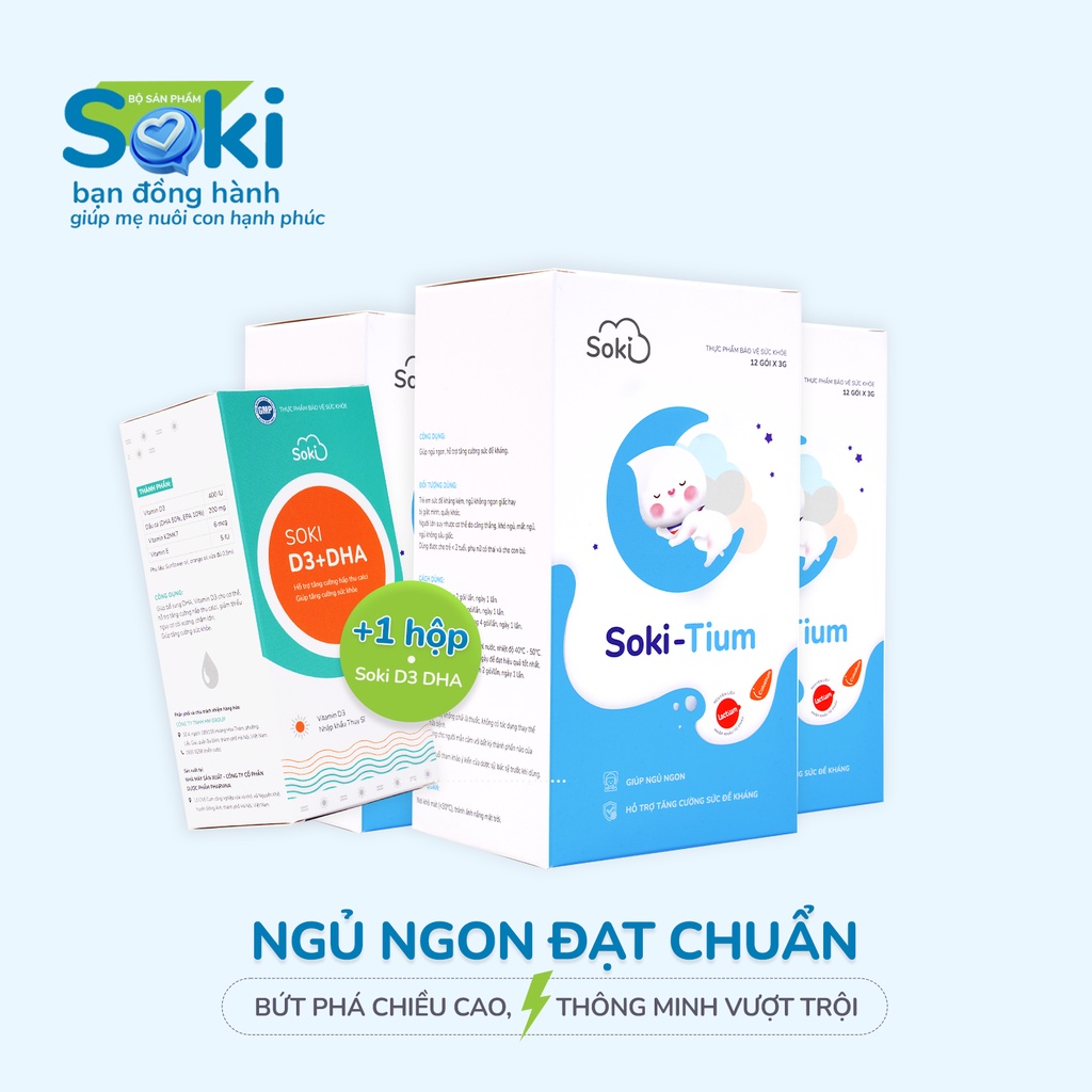 Bộ Đôi Sữa SOKI và Siro SOKI Giúp Ngủ Ngon Và Bổ Sung Vitamin D3, DHA Cho Bé