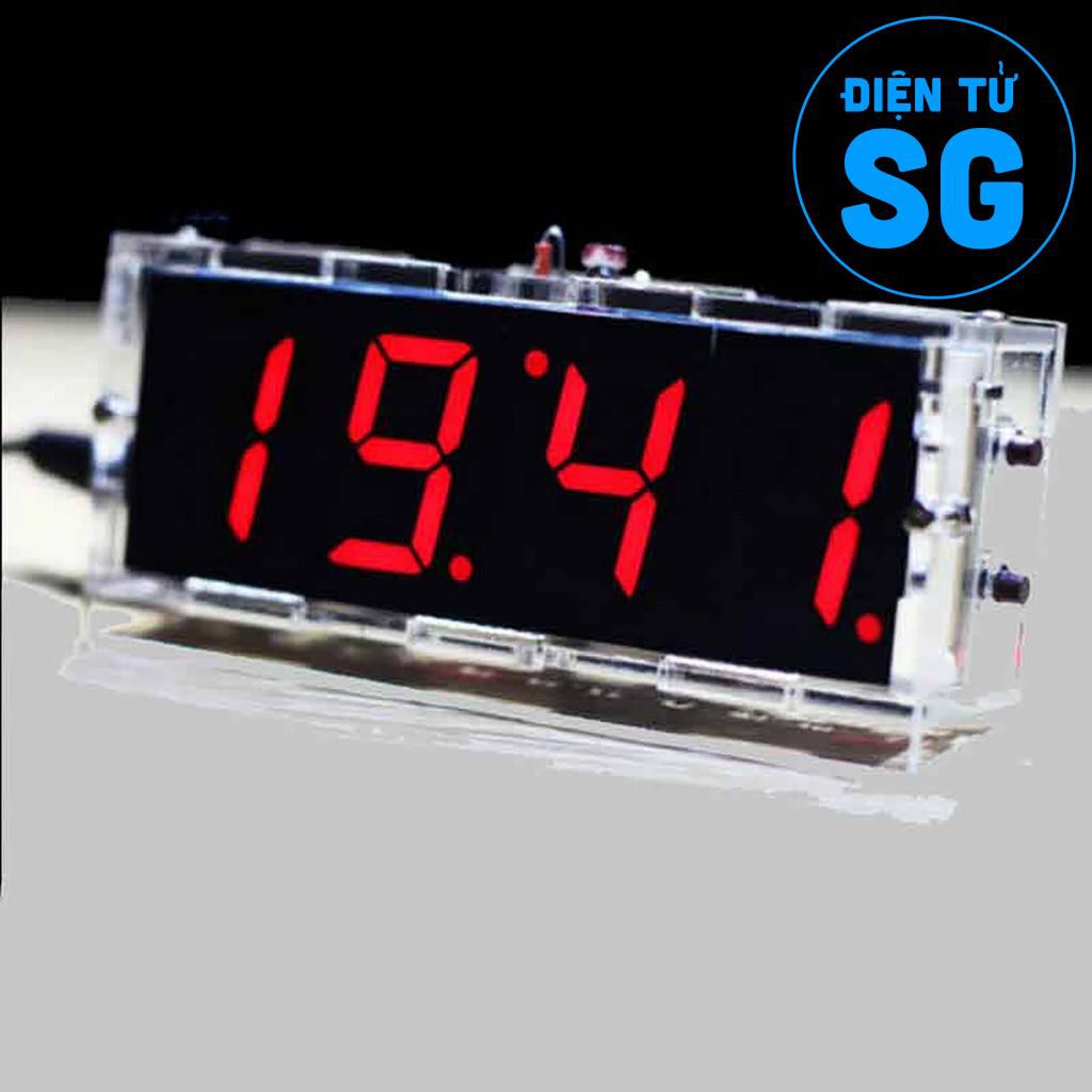 Đồng hồ led 7 đoạn, báo ngày giờ, nhiệt độ + vỏ mica Màu Đỏ - Màu Xanh Lá