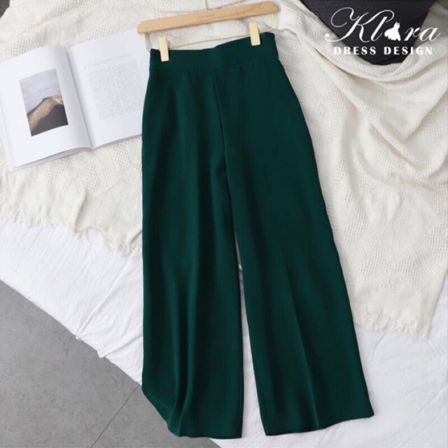 Quần culottes ống rộng nữ 1 khuy lưng cao vải mềm