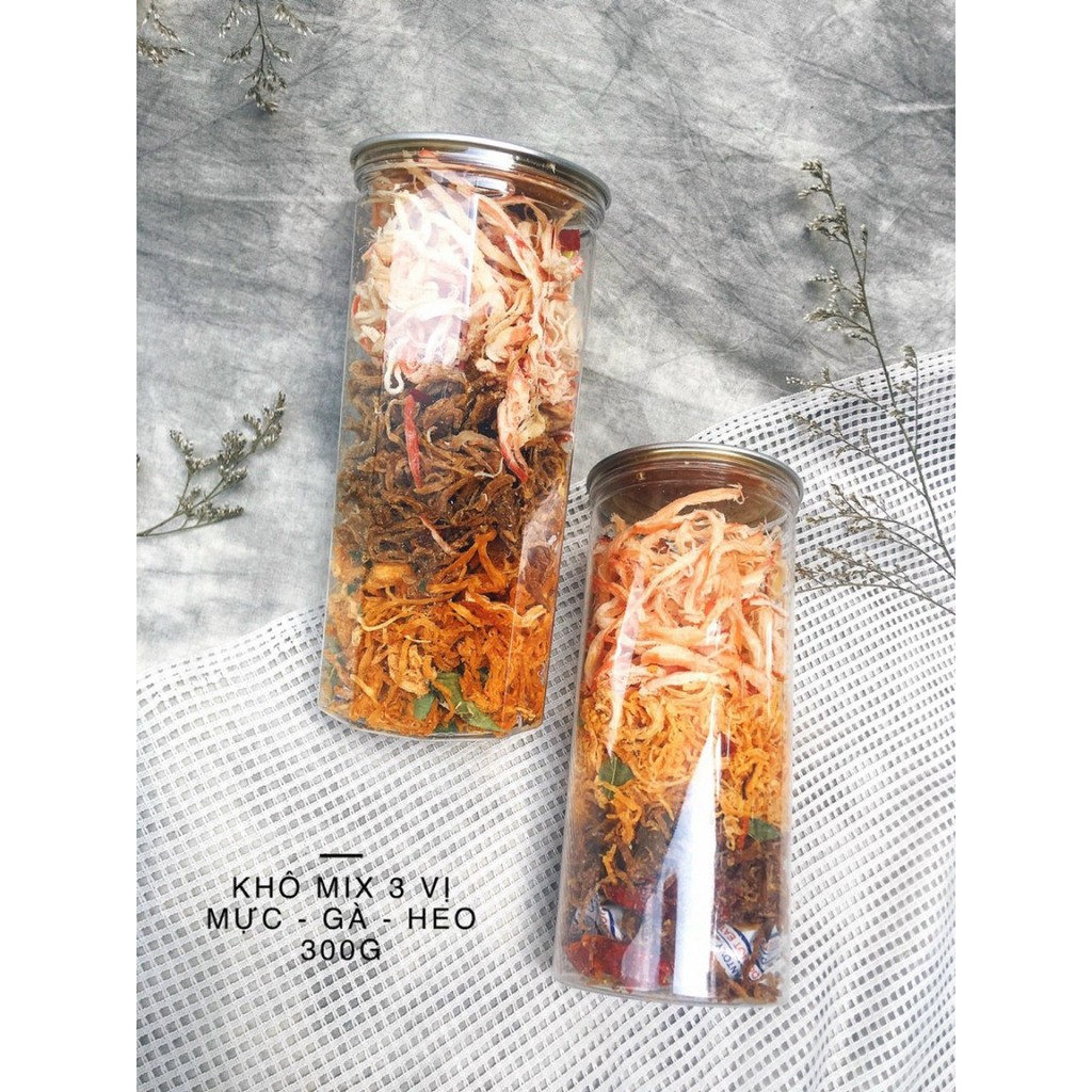 Khô Mix 3 vị Khô Gà, Khô Mực, Khô Heo Hàng Loại 1 Hũ 300g - Đồ Ăn Vặt Nhà Làm Thế Giới Ăn Vặt | BigBuy360 - bigbuy360.vn