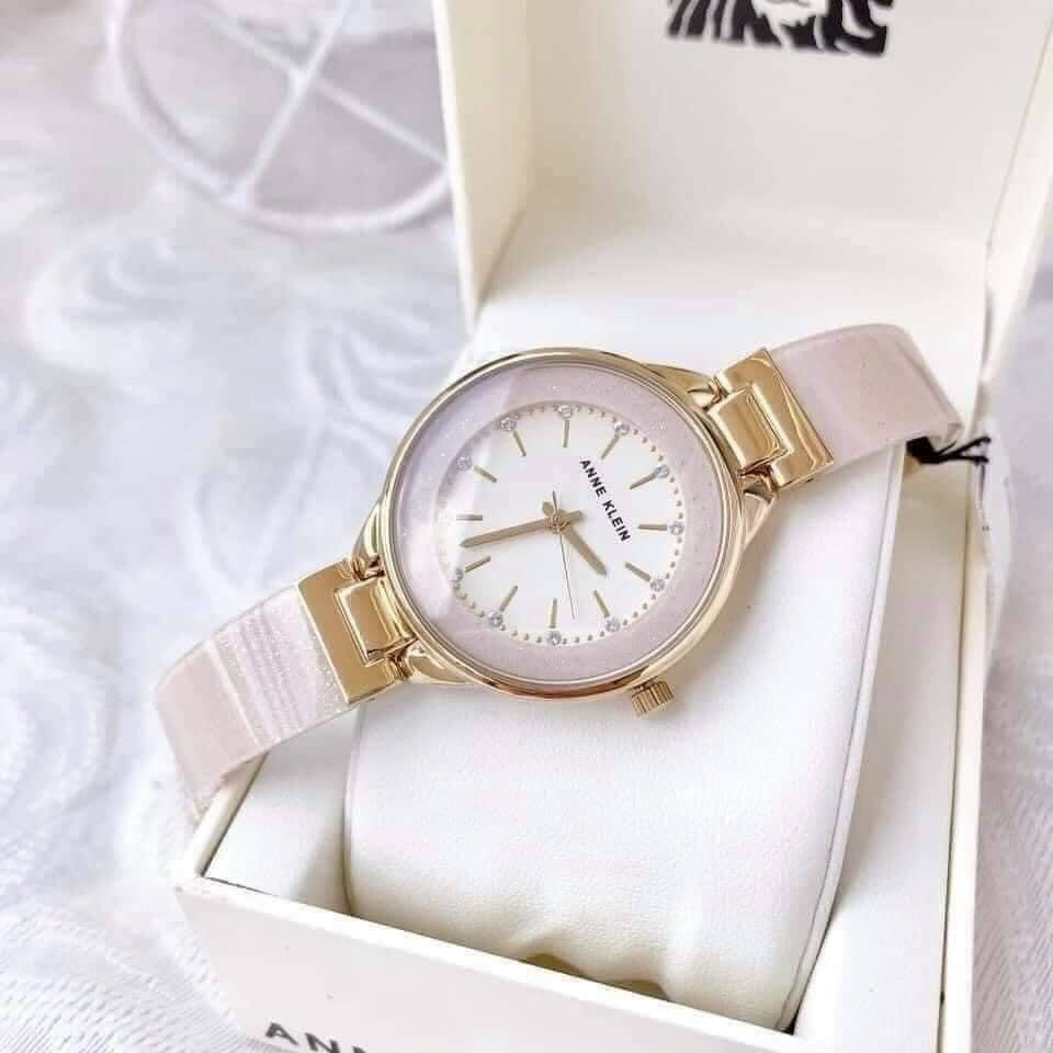 Đồng hồ nữ Anne Klein AK/1408CRCR màu kem và màu vàng