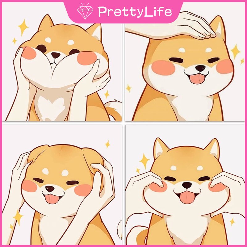 Bộ Tranh Đính Đá Tự Làm Họa Tiết 1 Chú Chó Kích Thước 30x30cm