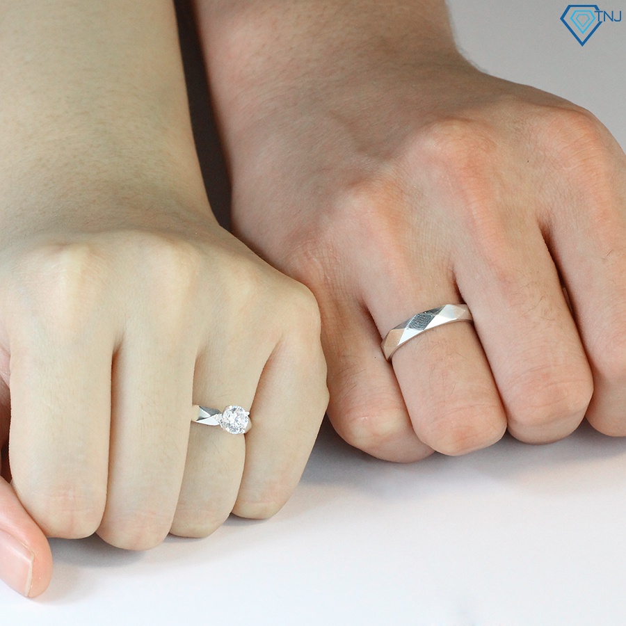 nhẫn bạc đôi nam nữ kẻ caro khắc tên cá tính ND0479 - Trang sức TNJ