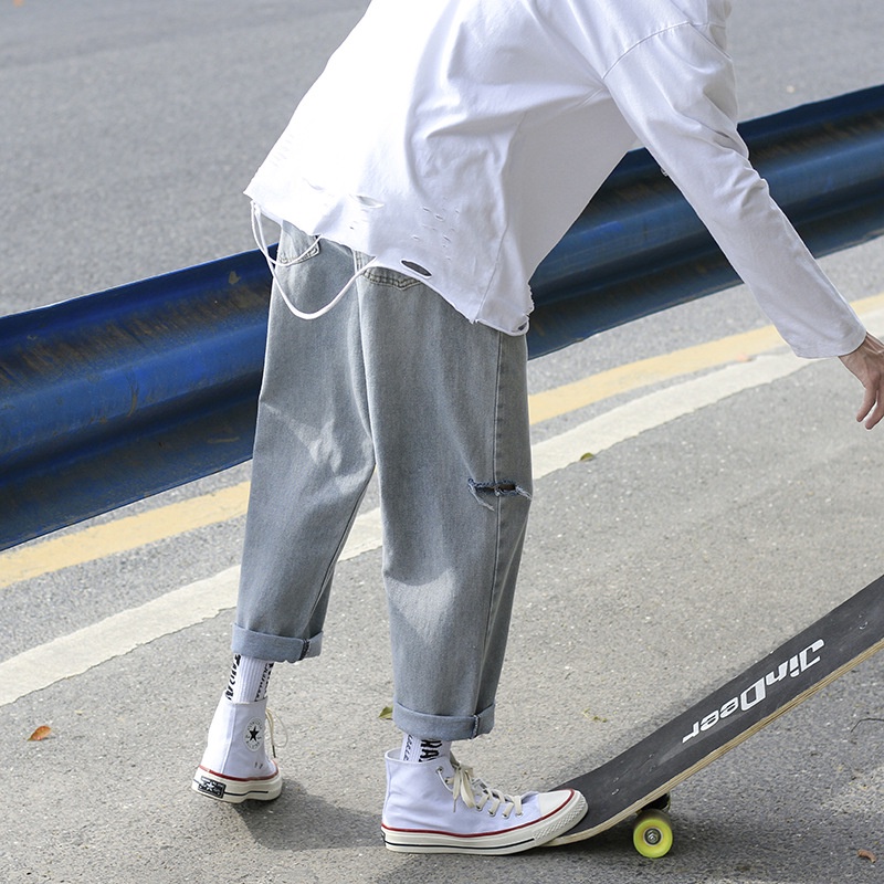 Quần jeans AOKANG dài 9 tấc thời trang phong cách Hàn Quốc cho nam