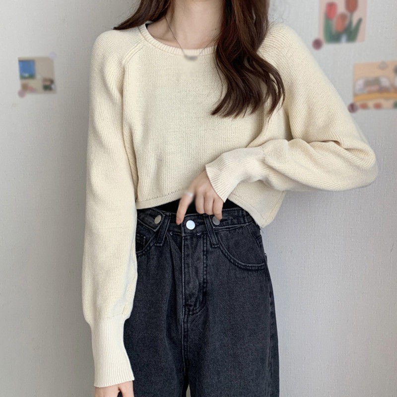 Áo Sweater Dệt Kim Phong Cách Retro Xinh Xắn Cho Nữ