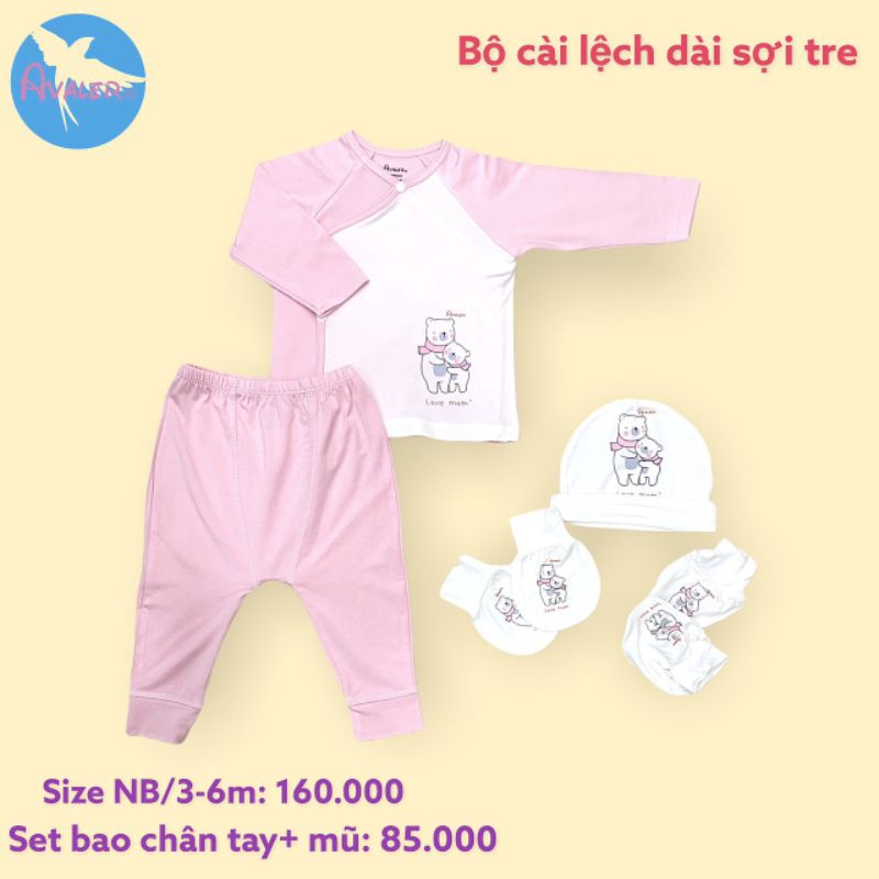 Bộ Cúc Lệch Sơ Sinh Sợi Tre Avaler