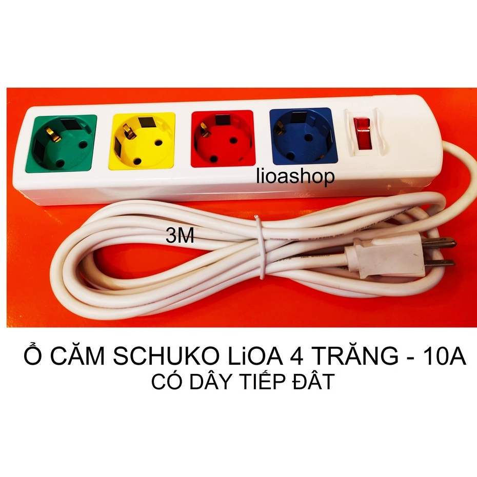 Ổ CẮM SCHUKO LiOA 4 Ổ - CÓ DÂY TIẾP ĐÂT.