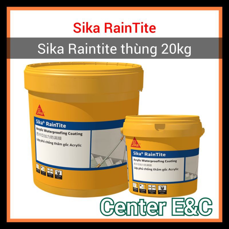 [CHÍNH HÃNG] Sơn chống thấm Sika Raintite gốc Acrylic đàn hồi Thùng 20 kg Giá rẻ