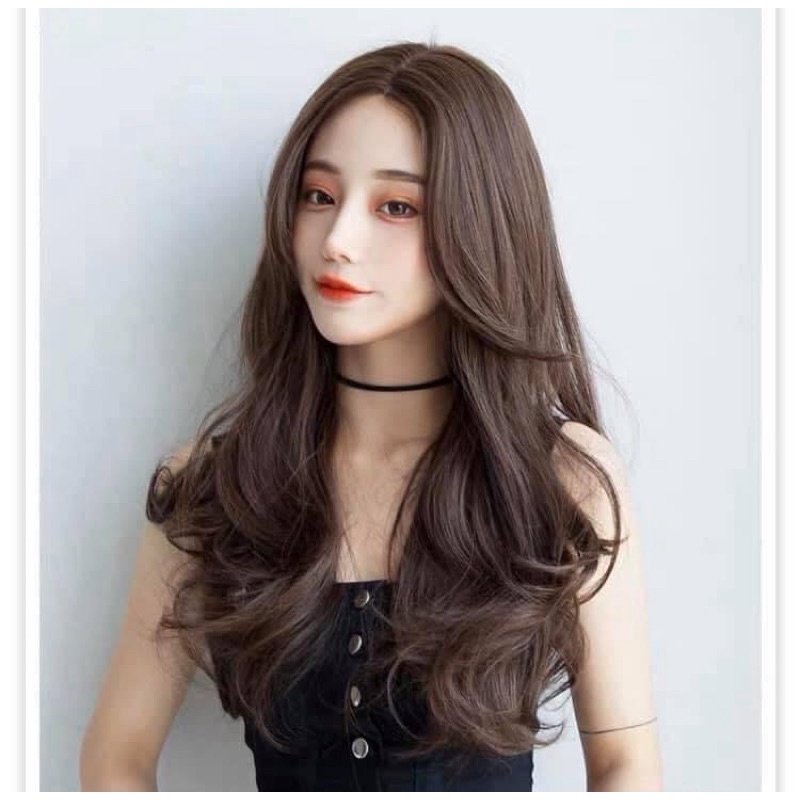 Tóc giả nguyên đầu xoăn dài 2 mái bay đẹp