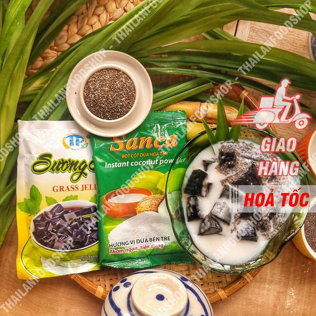Set Sương Sáo Hạt Chia Nước Cốt Dừa Đầy Đủ Nguyên Liệu Nấu 10 - 15 Chén - Set Tự Nấu