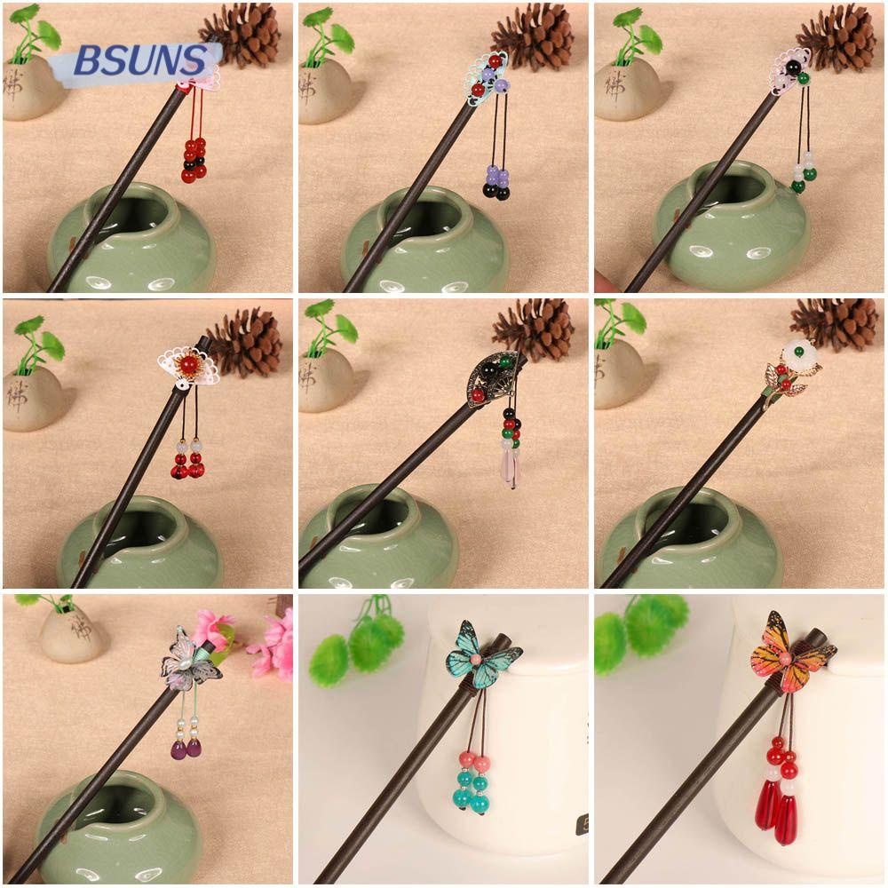 ♕Bsuns♕ Đũa Gỗ Mun Thủ Công Phong Cách Cổ Điển Có Tua Rua