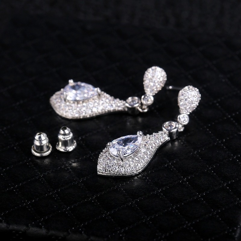 Bông Tai Nữ Đính Đá Zircon Lấp Lánh Nhiều Màu Sắc
